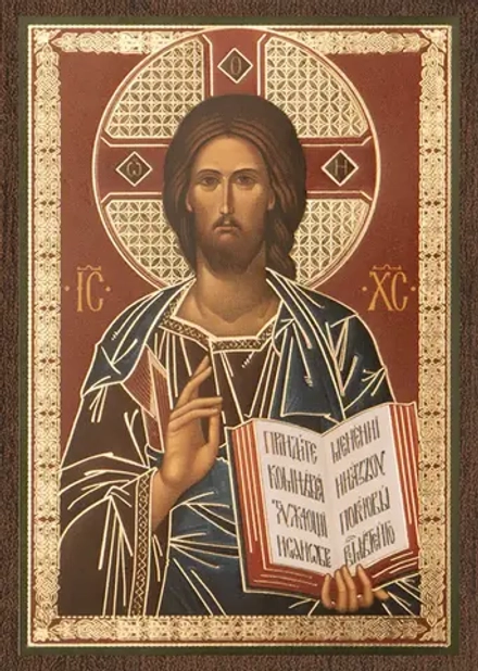 Икона "Господь Вседержитель", 6х9 на МДФ-6