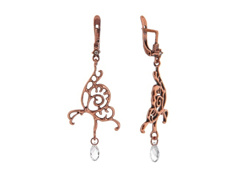 "Амелия" серьги в медном покрытии из коллекции "Парк бабочек" от Jenavi с английским замком