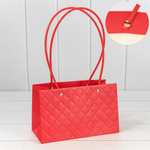 Пакет подарочный 22х13.5х10.5см Ваза для цветов "Ромбы" (Красный)