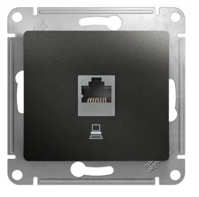 186_ Розетка GLOSSA компьютерная 1хRJ45 кат.5e антрацит без рамки GSL000781K (10) ш/к 3606485436692
