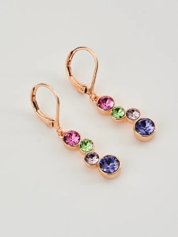 Серьги-подвески Эльза с разноцветными кристаллами Swarovski