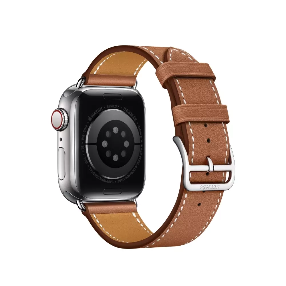 Apple Watch Series 8 Hermes 45mm, классический кожаный ремешок коричневого цвета