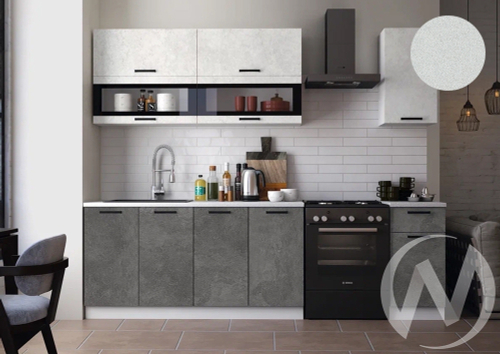 Кухня Техно 2;0м (белый/бетон светлый; бетон темный/антарес) Компоновка №2