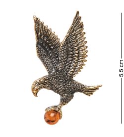 AM-1650 Брошь «Ястреб» (латунь, янтарь)