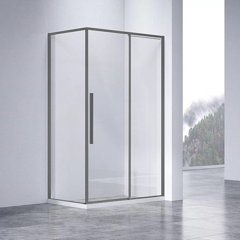 Душевой уголок Vincea Slim-N VSR-4SN9011CLGM 110x90 стекло прозрачное/профиль вороненая сталь