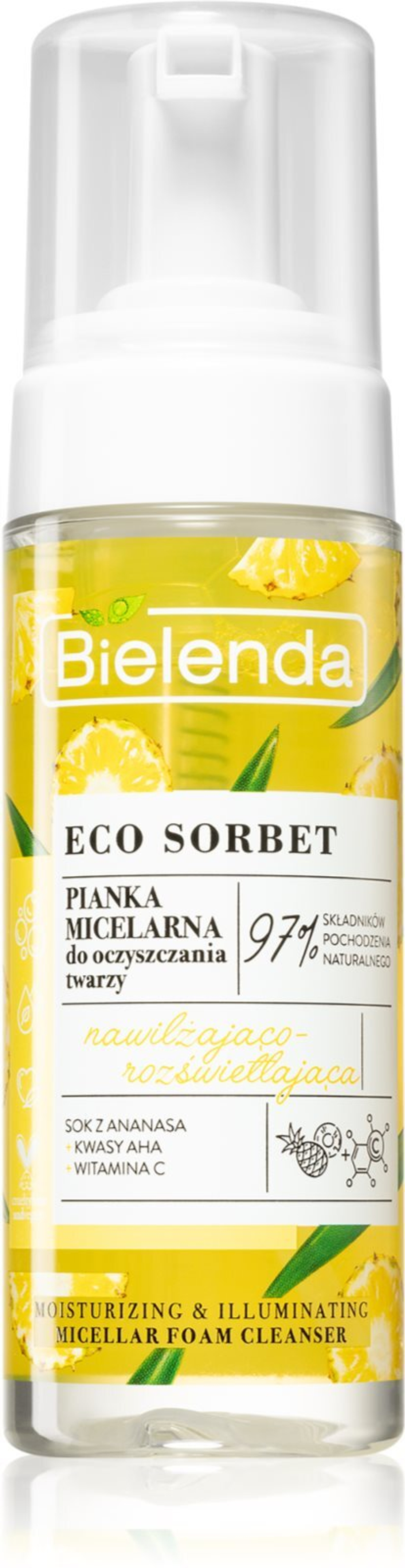 Bielenda Eco Sorbet Pineapple - мицеллярная очищающая пенка /   150  ml  / GTIN 5902169045302