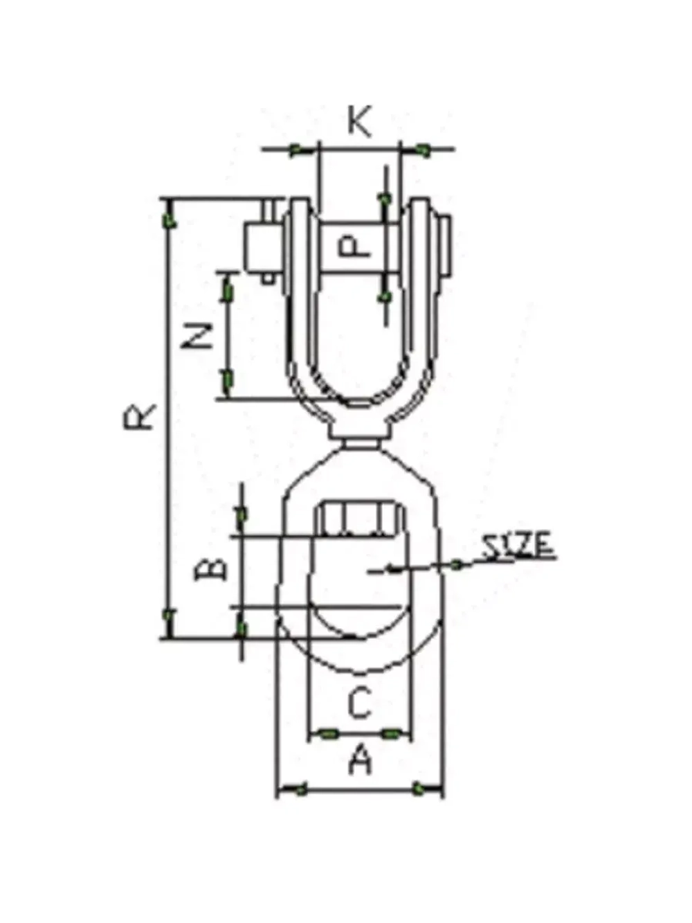 Вертлюг такелажный петля-вилка 3/4" (3265кг)