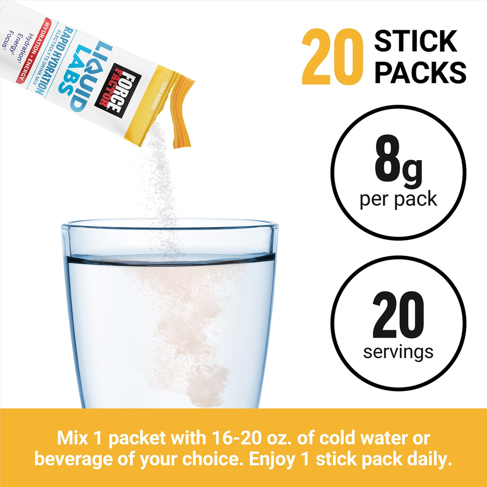 Force Factor, Liquid Labs, Energy, манго и маргарита, 20 пакетиков по 8 г (0,28 унции)