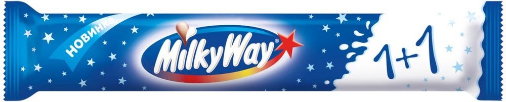 Шоколадный батончик Milky Way, 1+1, 52 гр
