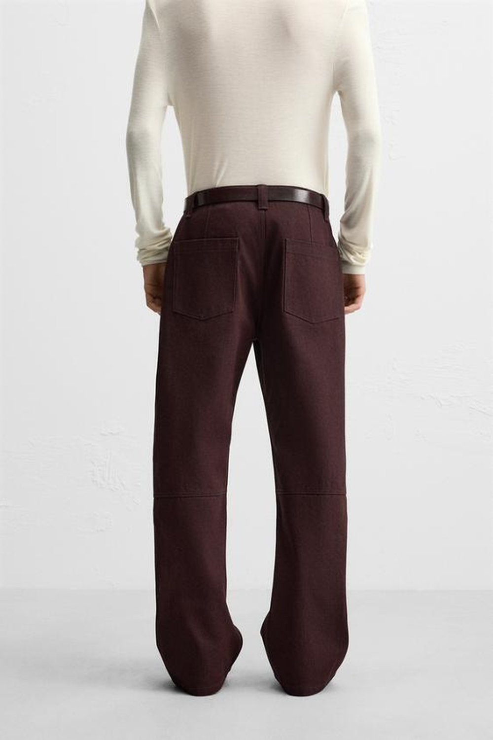 ZARA ДЖИНСЫ СВОБОДНОГО ПОКРОЯ, БУРГУНДСКИЙ