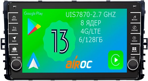 Магнитола для VW Jetta 7, Teramont, Taos, Multivan/Caravelle 2020+, Tiguan 2, Passat B8 - Airoc AB-3709 (кнопки и крутилки), Android 13, TS20, 6/128Гб, SIM-слот, CarPlay