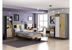 Шкаф двухдверный Нобира антрацит / дуб ирландский / солнечный свет