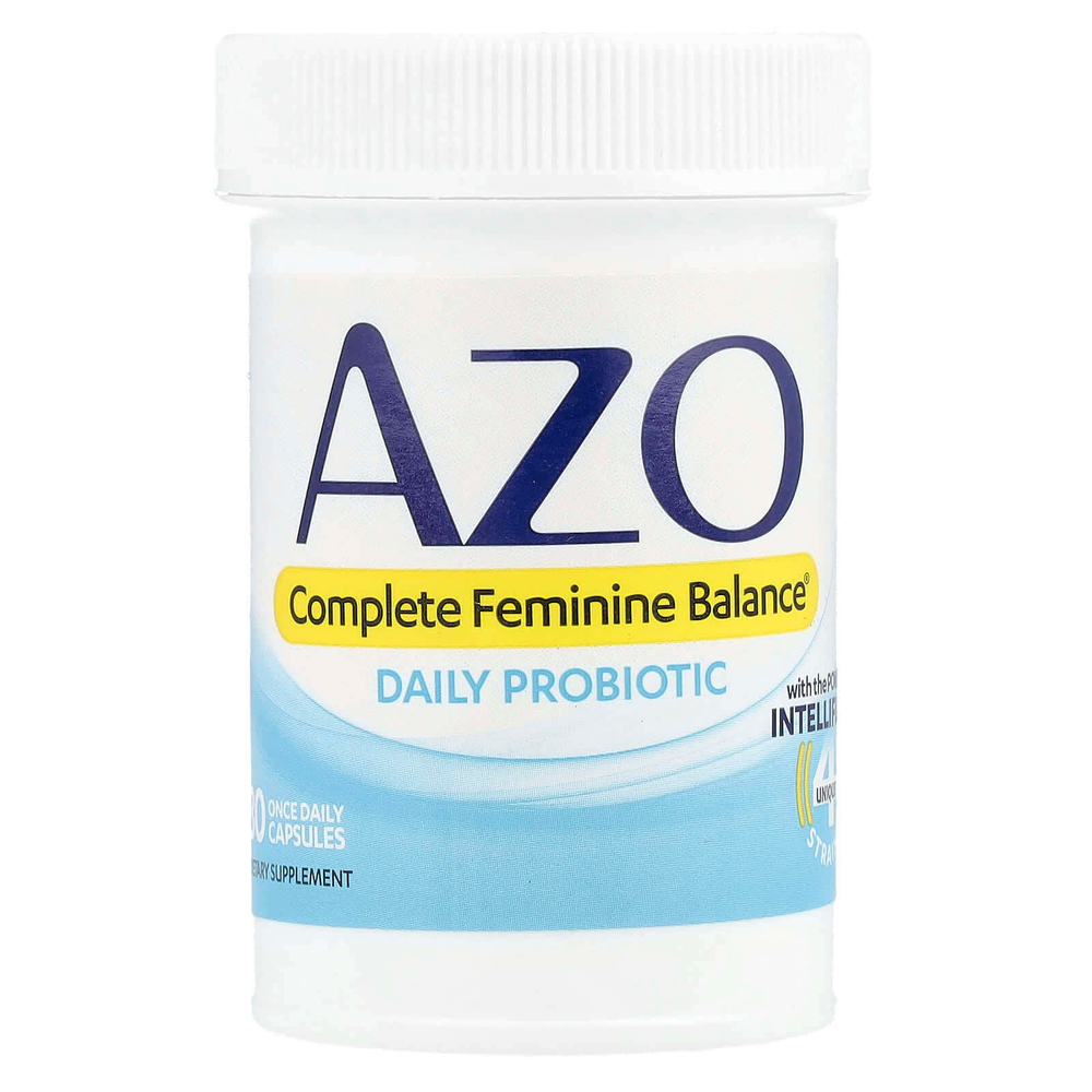 AZO, Complete Feminine Balance, пробиотик для ежедневного приема, 5 млрд, 30 капсул для приема один раз в день
