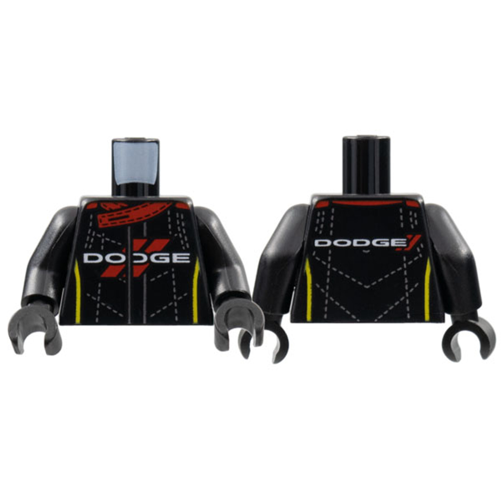 Красный воротник и диагональные линии на туловище, Серебристая точечная строчка, Белый узор "ДОДЖ", желтые полоски по бокам / Черные кисти рук / Черные подлокотники 973pb4722c01