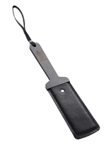 Черный твердый пэддл из натуральной кожи и дерева - 33 см. (Цвет: черный)