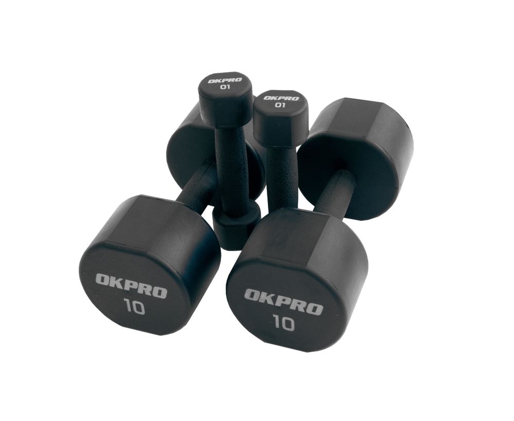 Набор полиуретановых гантелей от 1 до 10 кг (серый лого)
