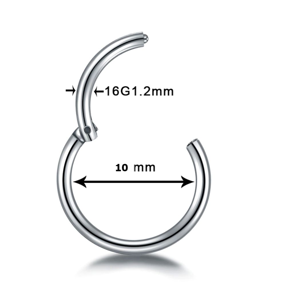 Кольцо-кликер с замком 10 мм толщиной 1,2 мм для пирсинга. Медицинская сталь