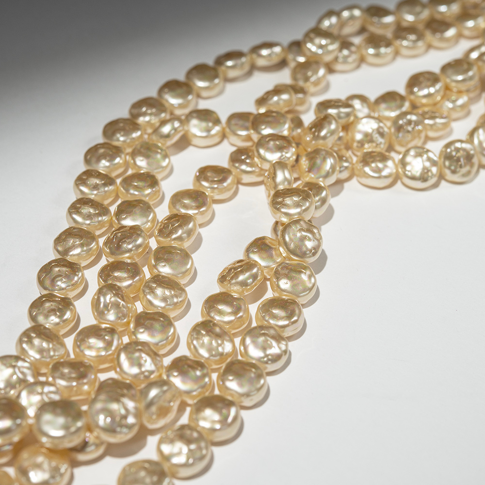 Хрустальный жемчуг в форме монетки, золотистый, 13мм