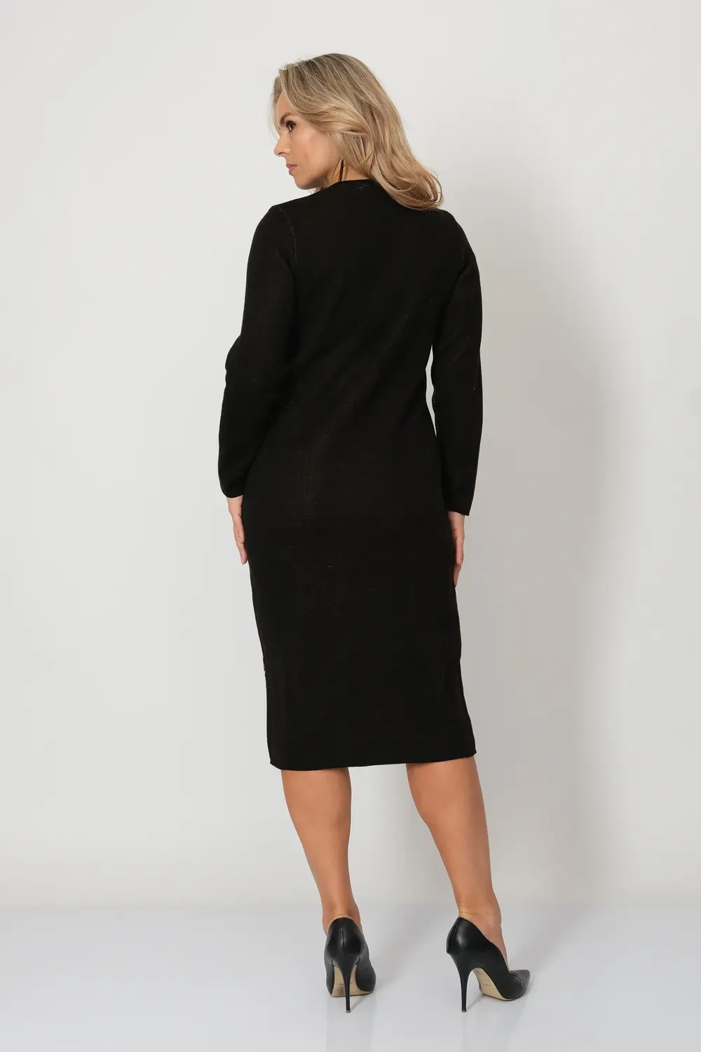 Платье В 2363/ черно-горчичный