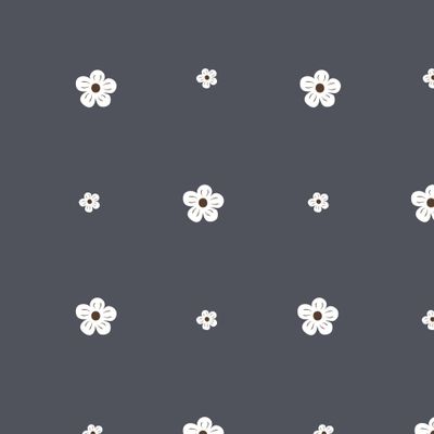 Мелкие цветочки на темно-синем фоне.