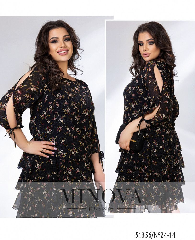 Платье 24-14-Черный Minova Платье 24-14-Черный Minova