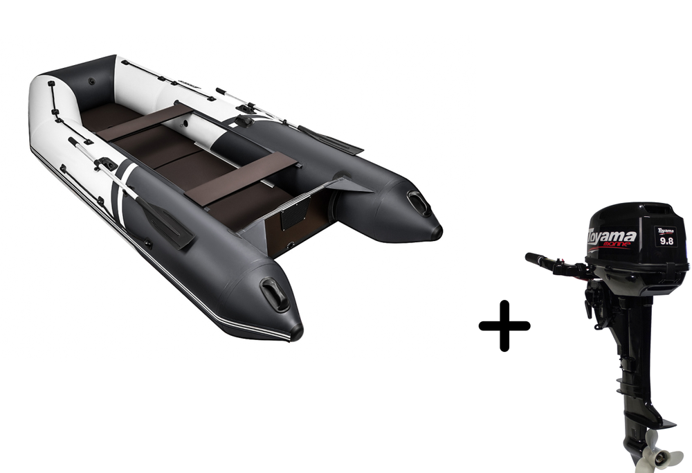 Броня-360 СК белый-черный + Toyama T 9.8 BMS (комплект лодка + мотор)