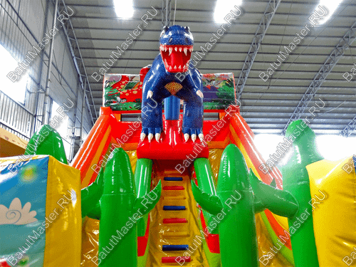 Детский надувной батут-горка "Зов динозавра", 10*5*7 м