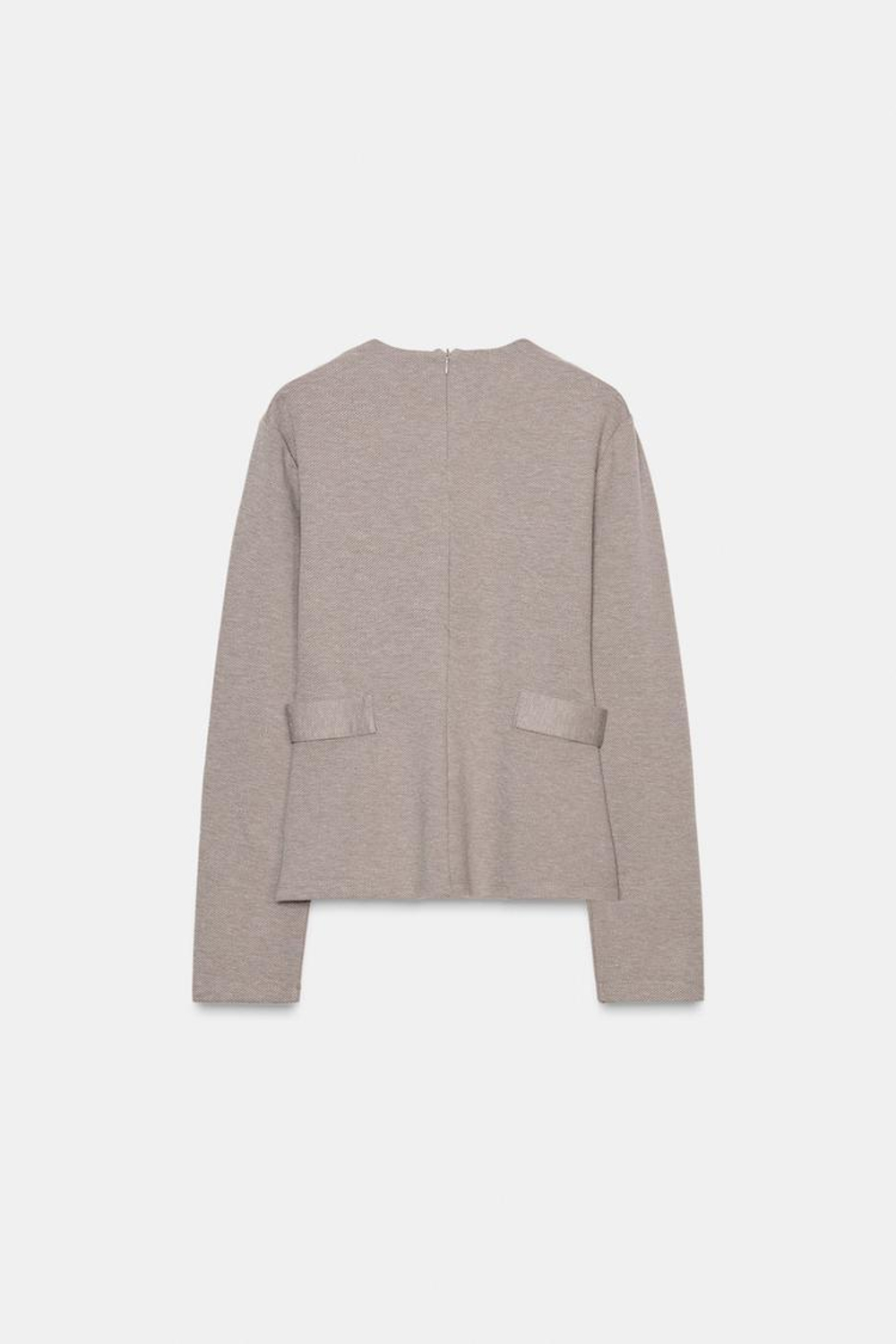 ZARA ТОП ИЗ САРЖИ С ПУГОВИЦАМИ, СЕРО-КОРИЧНЕВЫЙ