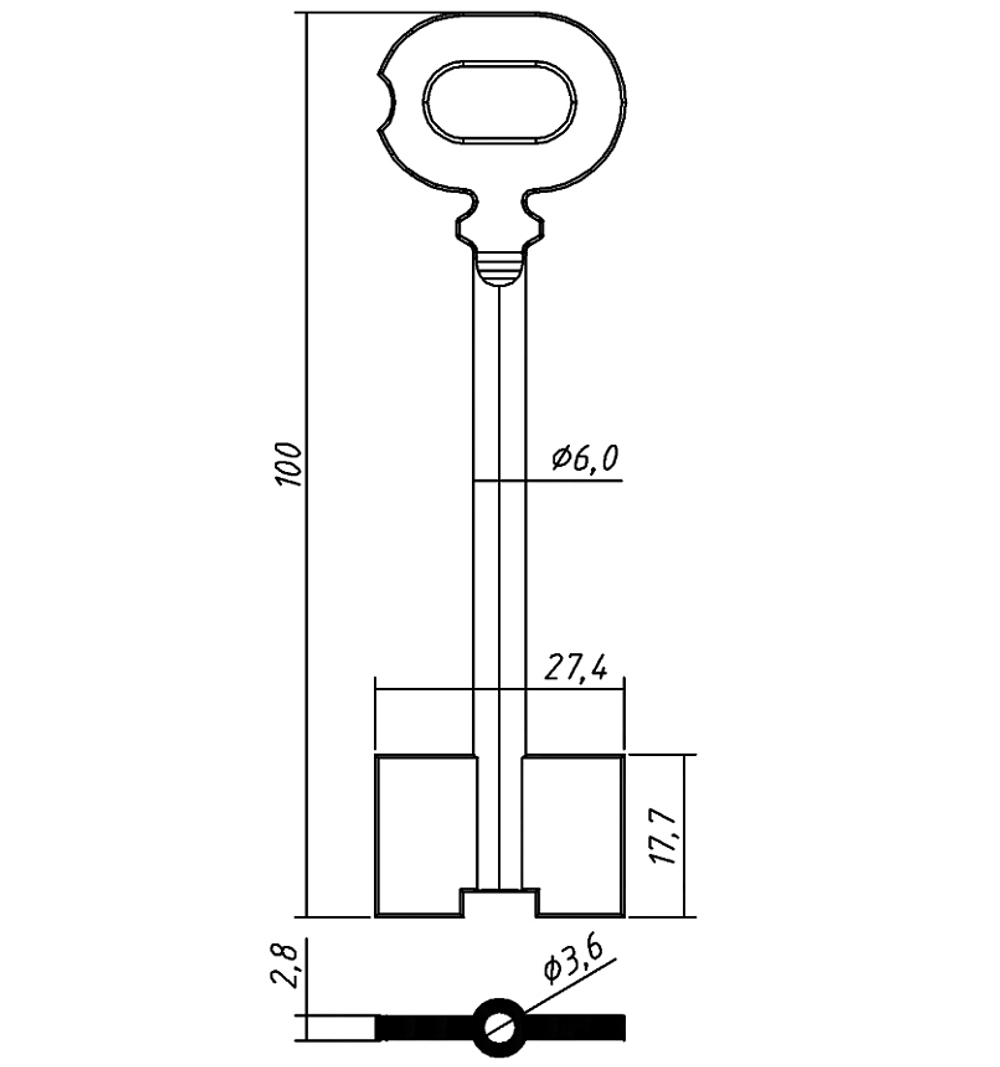 Заготовка сувальдного ключа 10586 DVK11D – заготовка