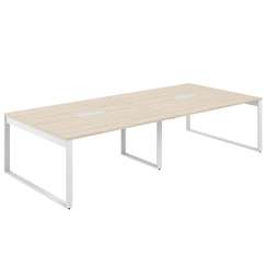 AG.3216.AR.72.WH / Стол для переговоров 3200х1638х750 / профиль О-образный: 70х20 белый; лючок: серебро; столешница: ак.равелло