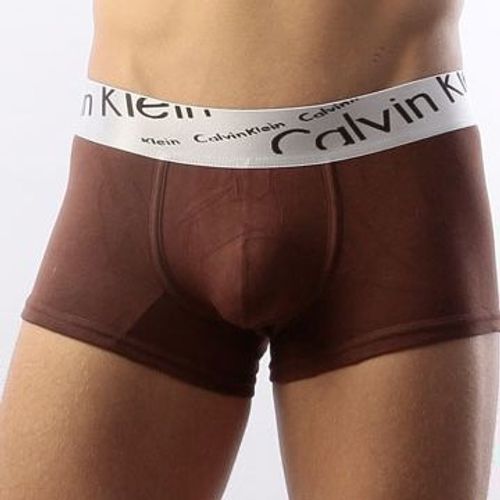 Мужские трусы боксеры коричневые с косой резинкой Calvin Klein Steel Boxer Italics Brown
