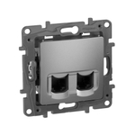 Розетка компьютерная двойная RJ45 категория 5e UTP алюминий ETIKA Legrand