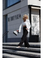 Брюки палаццо классические черные широкие на резинке клеш