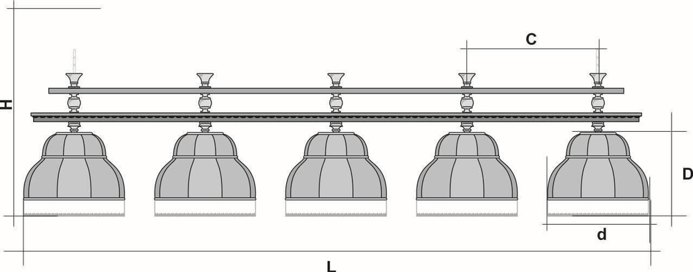 Лампа Президент 5пл. ясень (№7,бархат зеленый,бахрома желтая,фурнитура золото)