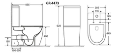 Унитаз напольный Grossman Style GR-4473S Безободковый с ВЫСОКОЙ ЧАШЕЙ 48 см, 2 ме