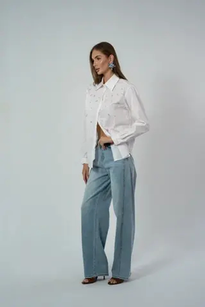 Джинсы голубые с боковыми вытачками