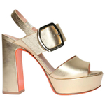 Santoni Leather One Strap Sandals 8cm Women"s Gold