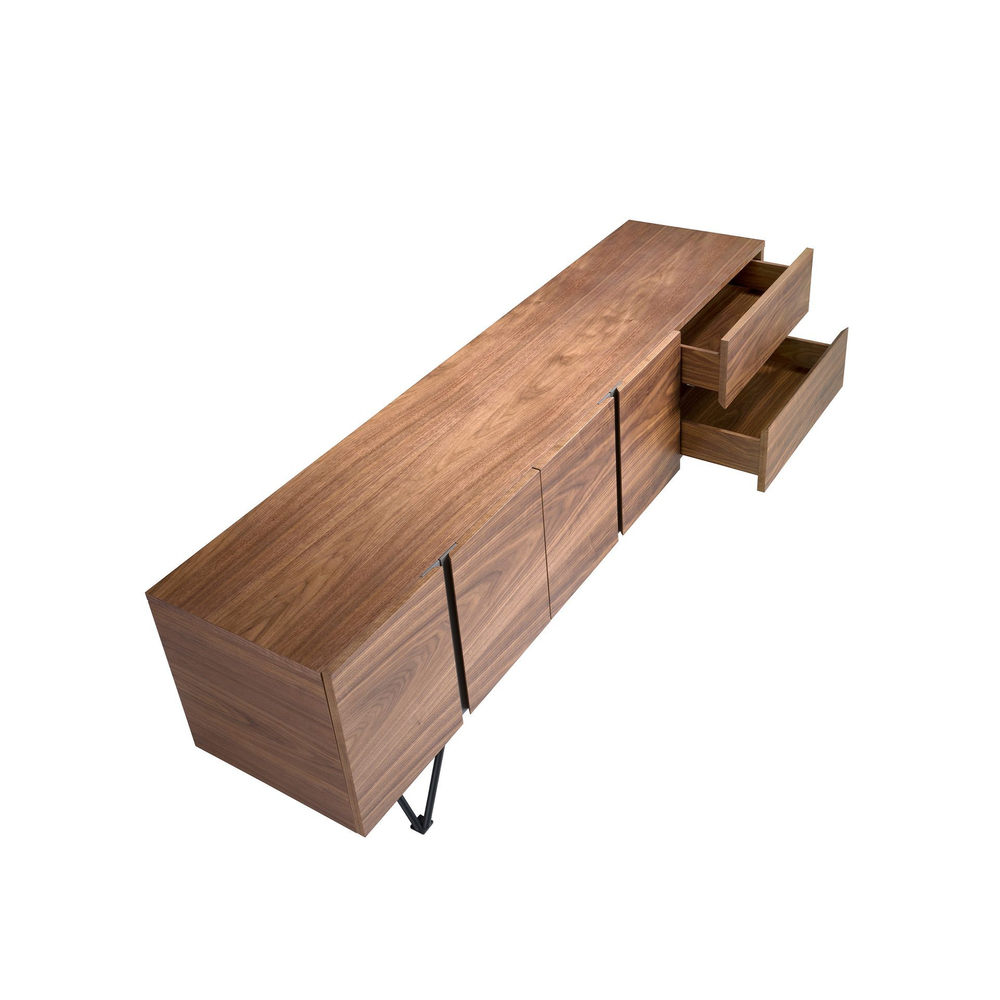 Тумба под телевизор 3260/MF2308 из ореха и черной стали