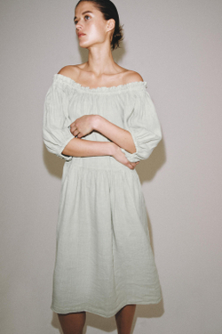 ZARA ПЛАТЬЕ МИДИ ИЗ 100% ЛЬНА — ZW COLLECTION, ЦВЕТ МОРСКОЙ ВОЛНЫ