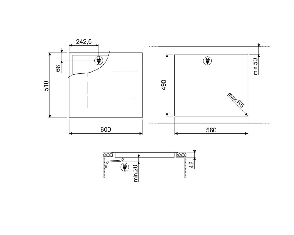 Электрическая варочная панель Smeg SE264TD1