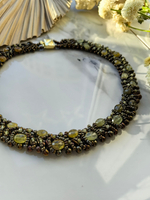 Колье из бисера "Змейка" ручной работы с камнем Гранат (гроссуляр)
