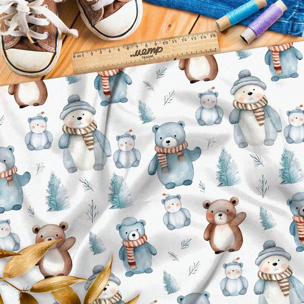 Ткань премиум мембрана зимние медведи