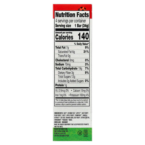 Once Upon A Farm, Органический мягкий батончик, с яблоком и овсом, 4 батончика по 34 г (1,2 унции)