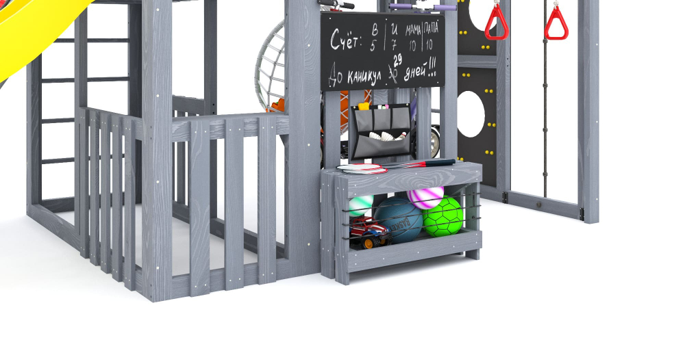 Детская площадка Савушка КУБ-3 (Серый) подушками и коконом