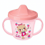 Поильник с ручками и декором, 200мл (розовый)