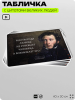 Литературный постер с цитатой А. С. Пушкина для школы, на стену, на пластике, для интерьера, 40х30 см, Silver Plane x Айдентика Технолоджи