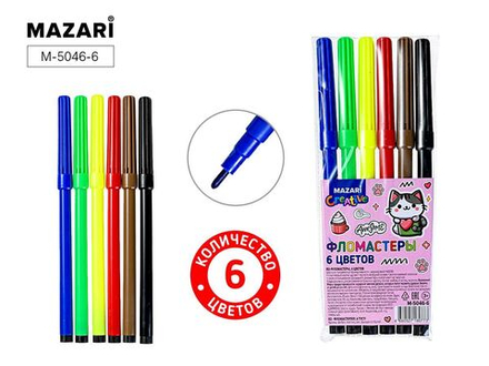 Фломастеры   6цв "Mazari. Котик" вентилир.колпачок
