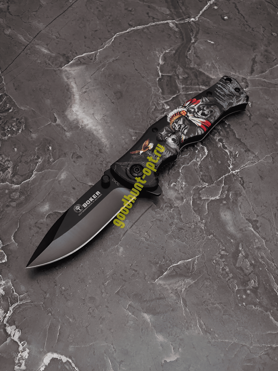 Складной нож тактический BOKER Черный с рисунком