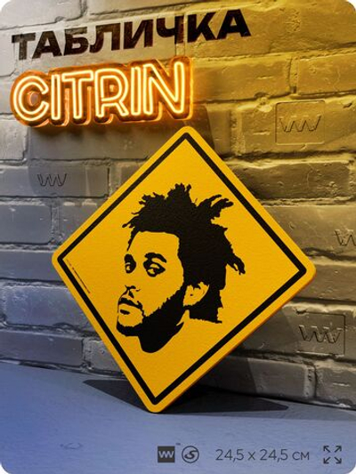 Табличка декоративная "The Weeknd, Викенд" на дверь и стену, прикольная штука в подарок, декоративный знак, 24,5х24,5 см, пластиковая, Айдентика Технолоджи