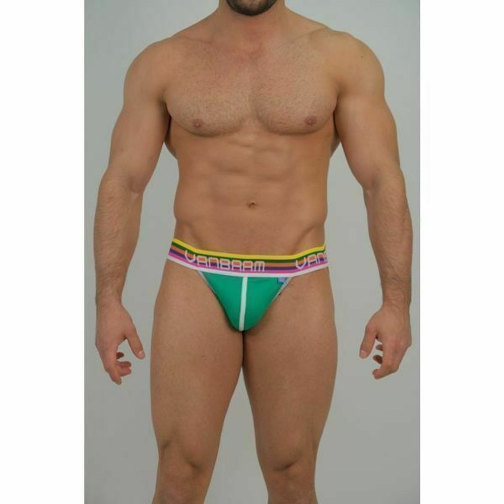 Мужские джоки зеленые с разноцветной резинкой Van Baam VB-43626